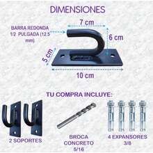 DIMHER Hamaqueros para pared, Soportes para Hamaca, Resistente Reforzado Uso Rudo, para exterior o interior, Ganchos para pared, acabado Antióxido, Incluye Kit de Instalación. - Multicolor - Ver 7