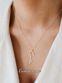 Customized Stainless Steel Name Necklace, Gold Box Chain Personalized Font Jewelry Gift For Girlfriend, Family - Gold - Style 11 - View 9