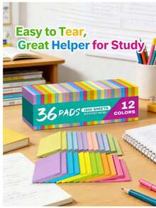 6/12/1pc 3*3 Inch Square Self-Adhesive Sticky Notes, Random Colors, Beautiful Macaron Vibrant Colors, Pure Minimalist Design, High-Quality Thick Paper Material, Strong Adhesion And Firmly Attached, School Supplies - Multicolor - View 1