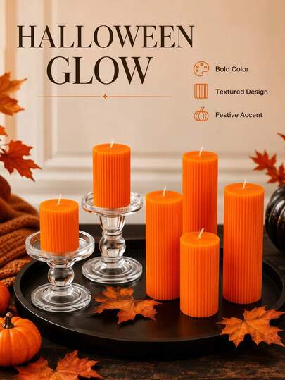 OBOVAY 1 buah Lilin Aromaterapi Silinder Warna Oranye Gelap, Diameter 1,97 Inci (1,97-7,87 Inci Opsional), Cocok untuk Menciptakan Suasana, Dekorasi Rumah, Pesta, Penataan Meja, Dekorasi Meja Kerja, Halloween, Dekorasi Halloween, Hadiah Halloween