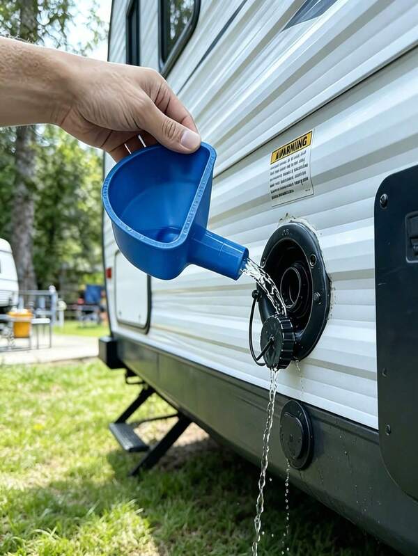 RV Water Fill Funnel, Camper Water Tank Funnel, Plastic Water Fill Funnel, Water Tank Fill Adapter Funnel, Camping Vehicle Fill Nozzle, RV Fresh Water Tank Fill Funnel, Fits RV Camper Large Diameter Plastic Water Fill Funnel, Portable Leak-Proof Water Tank Fill Nozzle For Camping Vehicle, Lightweight Universal RV Water Fill Funnel For Outdoor Adventure, Compact RV Water Fill Nozzle For Outdoor Exploration, Anti-Spill Fresh Water Tank Funnel For Camper, Easy Installation, Suitable For RV, Camping Vehicle, Trailer