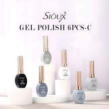 Kit Esmalte em Gel Sioux  COLEÇÃO C – 6 Cores Vibrantes Gel Polish UV/LED 12ml Cada - Preto - Visão 1