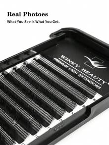 Winky Beauty U-Shaped YY Eyelashes 0.07mm Flat Base Handmade Single-Strand False Eyelashes, Voluminous Fluffy Anime Style, 8-15mm Mixed Length Lash Extensions, 12 Rows - View 6