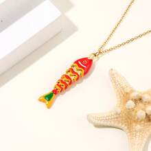 Collar con colgante de vida marina estilo bohemio de verano para mujer, joyería ligera de cuentas para playa, fiesta en la playa y uso diario, regalo - Multicolor - Ver 4