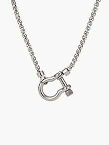 Vandermere 18K Gold Plated Stainless Steel Box Chain Necklace With Dual-Tone Chunky Clasp Pendant, Waterproof Jewelry For Women - Multicolor - View 16