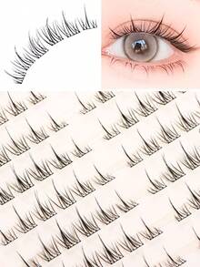 132 Clusters Glue-Free Sunflower False Eyelashes, Korean Style, C Curl, 6-12mm Mixed Length, Cluster Design, Glue-Free, No Skill Required, DIY Customizable, Save Makeup Time, Soft Lightweight Comfortable, Suitable For Beginners, Reusable, Ideal For Daily Wear, Dates, Travel, Parties And Holiday Looks, Perfect Gift For Best Friend Or Girlfriend - C - View 7