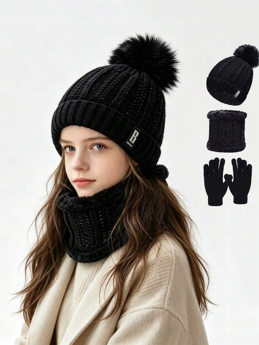 Autumn/Winter Thickened Velvet Hat, Warm Ear Protection Scarf, Outdoor Travel Set - Multicolor - View 1