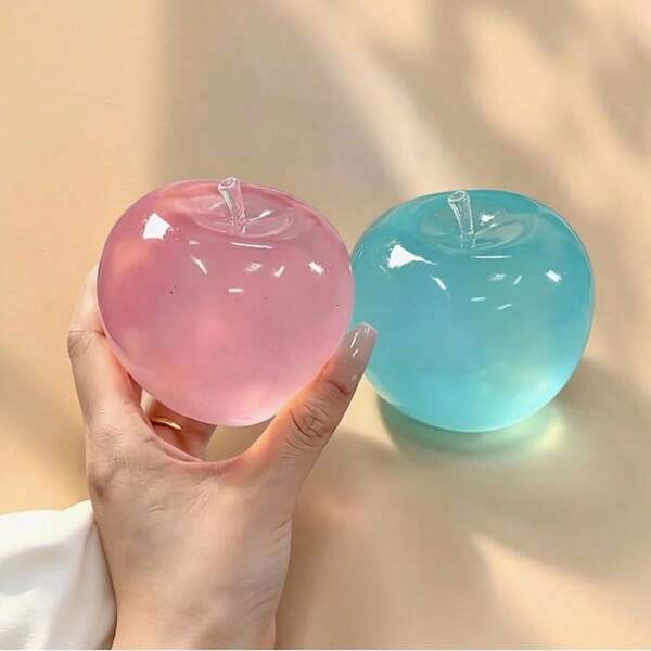 1 pieza Juguete de manzana de cristal falso para apretar con tonos suaves, piel ultra delgada, textura suave y lisa, juguete antiestrés squishy. Se puede usar como pelota antiestrés o como juguete sensorial para disfrutar. Adecuado para el escritorio de la oficina y también como regalo antiestrés para vacaciones de oficina y cumpleaños.