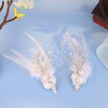 2 kẹp tóc cô dâu đính đá rhinestone pha lê sang trọng, phụ kiện tóc cho đám cưới/tiệc - trắng - Xem 7