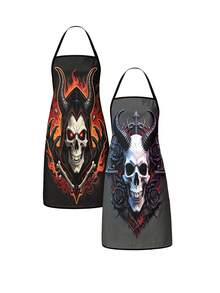 2pcs Halloween Apron - Autumn Harvest Skeleton Pattern Kitchen Apron - Lightweight Cooking Apron, Suitable For Halloween Dinner, Autumn Party And Daily Use - Easy To Clean Home Decor - Multicolor - View 10