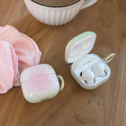 Fresh Green & Pink Gradient + Ring Compatible With Samsung FreeBuds5i/6i Cute Earphone Case FreeBuds7i New Protective Cover Pendant FreeBuds SE2/SE3 Korean Style Earphone Shell FreeClip/Clip-2 Fresh Girls Earphone Shell Buds Pro/2Pro/FE Premium Minimalist Protective Cover Buds3/3Pro/3FE Fashion Creative Buds4/4Pro Love Style Earphone Shell