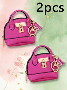 CHARM INFINITE Dompet Koin Gantungan Kunci Kubah Mini, Tas Penyimpanan Earphone Kulit PU dengan Kunci dan Rumbai, Tas Penyimpanan Portabel Wanita, Aksesori Gantungan Tas yang Lucu - MultiWarna - View 30