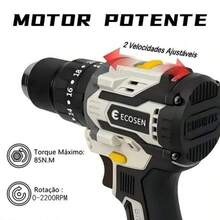 Furadeira Sem Escova 3 Funções 21V Kit Completo 2 Baterias Carregador Bivolt + Todos Acessórios - Entrada do Brasil (220V) - Visão 5