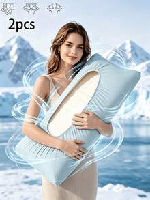 2pcs/Set Sarung Bantal Perjalanan Pendingin, Sarung Bantal Kain Non-Woven Bernapas dan Menutupi Seluruh Permukaan, Anti-Selip di Semua Sisi, Lembut dan Ramah Kulit, Mudah Dipasang, Sarung Bantal Warna Polos, Cocok untuk Hotel, Homestay, Berkemah, dan Perlengkapan Perjalanan - MultiWarna - View 2