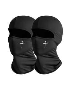 1pc Unisex Solid Color Printed Balaclava Hat Set, Single Hole Full Face Mask, Suitable For Daily Wear And Outdoor Activities - Multicolor - View 6