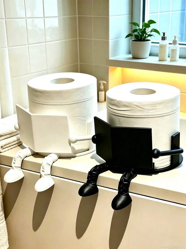 Creative Humanoid Toilet Paper Holder, Unique Newspaper Reading Toilet Paper Holder - Fun Sitting Design, ABS Plastic, Suitable For Bathroom, Bedroom And Living Room Storage Decoration, Gifts For Friends/Family/Hostess,Toilet Roll Holder,Tissue Box