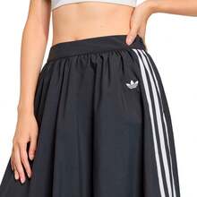 Adidas 三葉草女子經典條紋蓬鬆氣球裙運動半身長裙 - 黑與白 - 查看 3