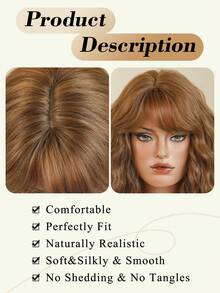 Short Wavy Warm Brown Bob Wig With Side Bangs Natural-Looking Synthetic Heat-Resistant Fiber Curly Hair Wig For Women Everyday Hairstyle Wear, Party Cosplay Use 12 Inch - Brown - View 7