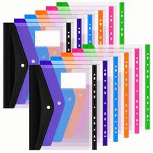 6/12pcs Plastic Envelope Loose-Leaf Binder 11-Hole Expandable Binder Folder, Suitable For 2/3/4-Ring Universal Document Bag, With Snap Button And Label Transparent Loose-Leaf, Suitable For School Home Office (Vertical Opening) - Front Opening - View 1