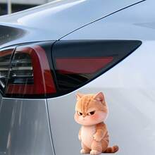 10/6/5/3/2/1pc Cute Grumpy Orange Tabby Cat Stickers Kawaii Ginger Kitten Removable PVC Funny Animal Decals For Car Window Bedroom Luggage Rome Auto Decor Fall Bathroom Decor Halloween Wall Decor - A - View 10