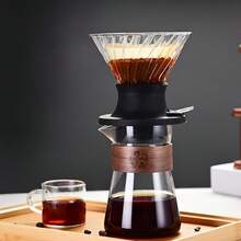 Pour Over Coffee Brewer Set, Includes Silicone Glass Filter With Switch, 17oz/500mL Transparent Glass Coffee Pot, 100pcs V02 Filter Paper, Suitable For Home, Cafe, Restaurant, Camping - Multicolor - View 3