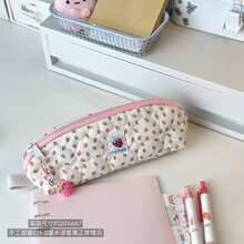 1pc Korean Style Strawberry Polka Dot Pencil Case, Cute Stationery Bag, Large Capacity Double Layer Storage Bag, Pencil Box, Makeup Bag, Essential For Back To School For Middle And High School Students - A - View 7