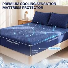 AVXLRQ Almohadilla refrescante de verano (sin funda de almohada): agradable para la piel, transpirable, fresca para dormir, protección elástica para el colchón, resistente a las arrugas y a la decoloración, lavable a máquina, varios colores para elegir. Color aleatorio. - Negro - Ver 4
