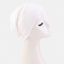 Silk Solid Color Anti-Slip Beanie Hat, Simple Practical Multi-Functional - White - View 4
