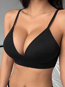 DAZY Seamless Knit Wireless Padded Supportive Sports Bra - Black - View 8