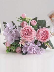 1 Buket Bunga Peony dan Hydrangea Buatan, Sempurna untuk Dekorasi Rumah, Dapur, Musim Gugur, Luar Ruangan, Meja, dan Pernikahan, Plus Cocok Sebagai Hadiah untuk Wanita atau untuk Dekorasi Kembali ke Sekolah dan Halloween - Berwarna merah muda - View 5