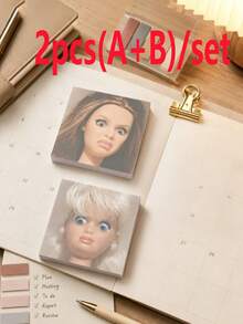 Funny Disgusting Expression Doll Pattern Memo Pad, Humorous Aesthetic Style Premium Thick Paper Square Tear-Off 50 Sheets, Daily Planning Memo Notepad, Office Colleague Prank Gift, April Fools' Day Back To School Season - one-size - View 15
