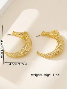 1 Pasang Anting Buaya Bergaya Retro Populer dan Serbaguna - kuning keemasan - View 3