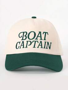1件男士刺繡 BOAT CAPTAIN 配色棒球帽，個性化字母與鹿刺繡街頭時尚五片帽，戶外防曬休閒帽，適合春秋旅行、海灘度假 - 彩色 - 查看 4