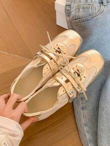 2026 Spring/Summer New Women's Bow Decor Ballet Flats - Gold - View 4