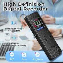 8GB Digital Voice Recorder, Expandable Storage, 1536Kbps High-Definition Recording With Noise Reduction, Supports 28 Languages, Built-In MP3 Player, Built-In 300mAh Battery With Long Battery Life, Perfect Audio Recorder For Lectures, Meetings And Interviews - View 1