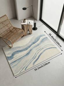 1pc Modern Minimalist Style Blue Striped Pattern Living Room Rug, Suitable For Bedroom, Dining Room, Office, Home Decor And Doormat, Applicable To Various Scenes Such As Music Festivals, Wedding Venues And Daily Home Use. - Baby Blue - View 14
