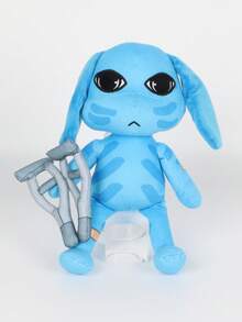 BIUBLIULAND Boneka Anjing Lucu Bertelinga Panjang Biru Ukuran 10 Inci, Boneka Hewan Kartun Lembut dengan Kacamata/Tongkat Penopang, Mainan Figur Karakter Game Lucu dan Menyeramkan untuk Hadiah Anak-Anak Penggemar - MultiWarna - View 8