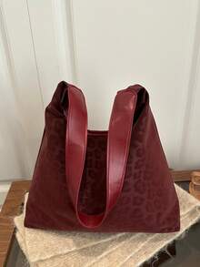 Bolso Tote Vintage con Estampado de Leopardo, Diseño de Gran Capacidad, Duradero y Resistente a Arañazos, Bolso de Hombro Versátil para Desplazamientos y Salidas Diarias - Rojo - Ver 8