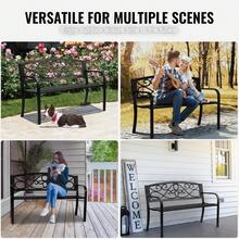 Outdoor Bench, 50 Inches Metal Garden Bench For Outdoors, 550 Lbs Load Capacity Bench, Outdoor Garden Park Bench With Backrest And Armrests, Patio Bench For Garden, Park, Yard, Front Porch - 50 Inches - View 6