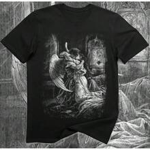 Camiseta de Tamara y Demon - Arte Gótico de Mihály Zichy, Ilustración de Dark Academia - Negro - Ver 5