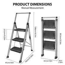 4-Step 3-Step Folding Ladder Household A-Frame Step Stool, Thickened Carbon Steel With Handrails, Non-Slip Wide Pedal, 150kg Load, Foldable Storage Ladder, Multi-Use Plant Stand Shelf - 3-step Folding Step Stool - View 2
