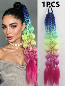 Trenzas de Burbuja Retorcidas de Colores Mixtos Hechas a Mano de 24 Pulgadas - Extensiones de Cabello Estilo Vacaciones para Mujeres, Versátiles para Todos los Tipos de Cabello - Multicolor - Ver 15