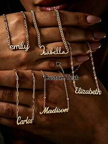 Collar personalizado con nombre en cursiva, cadena de acero inoxidable exquisita para la clavícula, regalo para mujer - Acabado mate de doble capa (con purpurina) - Ver 1