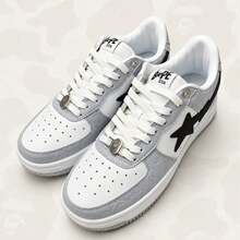BAPE Unisex Chunky Sole Skate Sneakers, White Grey Camouflage Texture ...