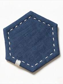 1Pc Hexagonal Fabric Coaster, Heat Resistant Non-Slip Absorbent Drink Mat, Navy Blue Table Protector For Coffee Tea Mug, Minimalist Home Kitchen Dining Decor, Holiday Gift For Christmas Halloween Thanksgiving. Room Decor - Multicolor - View 10