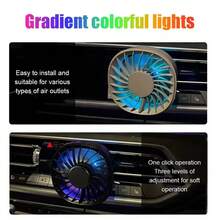 1pc Car Air Vent Cooling Fan, USB Powered Strong 7-Blade Turbine Fan With Gradient Color Atmosphere Light, Low Noise Multi-Function Mini Car Interior Cooling Fan - Wired Car Fan - View 3