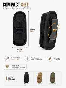 1pc Tactical Flashlight Pouch With Rotatable Flashlight Holder, Equipped With Belt Clip And 360 Degree Mounting Engineering Fastener - Multicolor - View 2