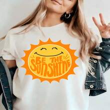 Retro Tropical Temptations, 100% Cotton Oversized Soft Breathable Casual Crewneck Short Sleeve Top, Summer Vibes Streetwear Aesthetic - 白色 - 查看 6