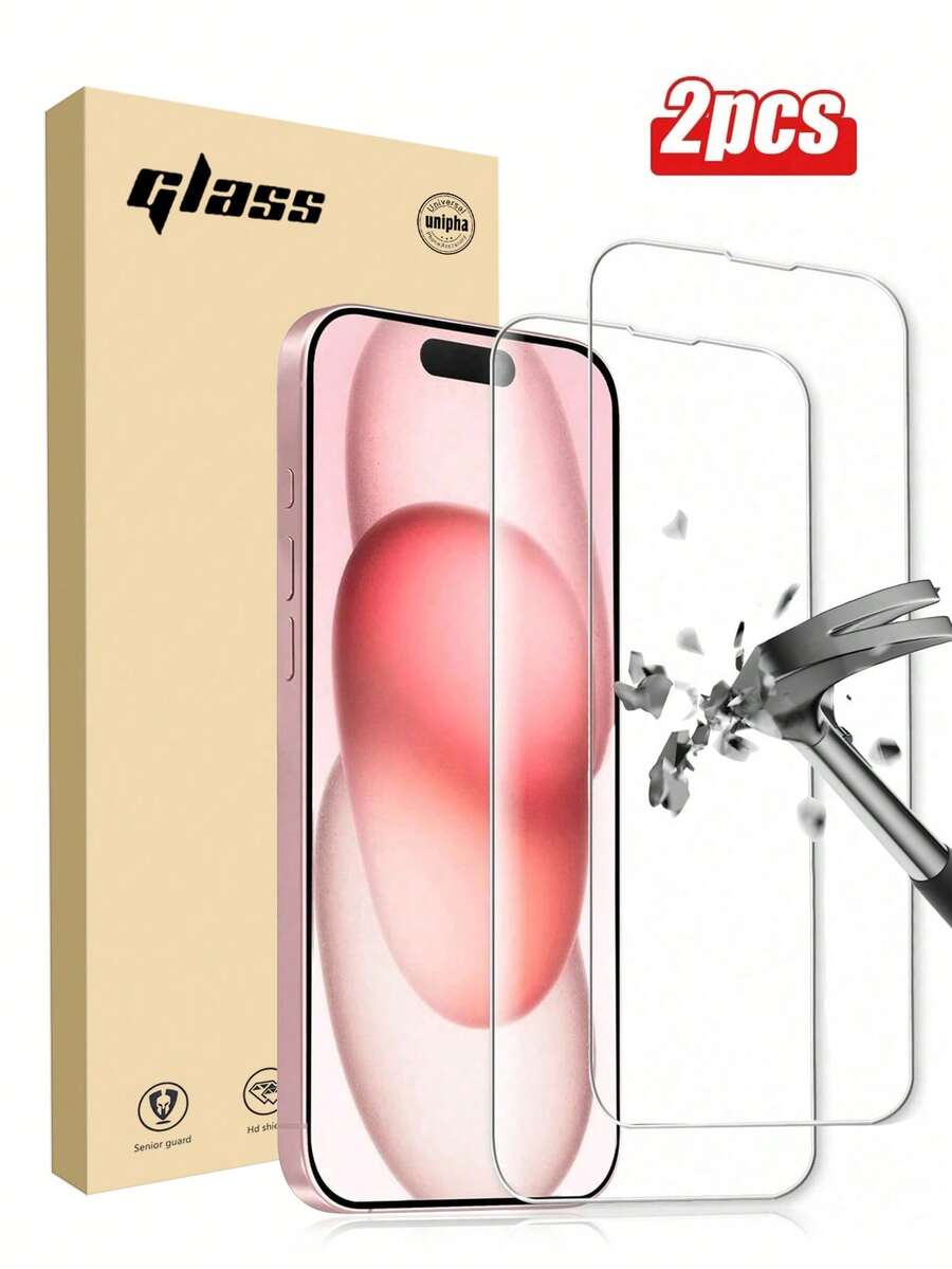 2pcs Tempered Glass Screen Protector Compatible With IPhone 17, 17 Pro, 17 Pro Max, 17 Air, 16, 16 Plus, 16 Pro, 16 Pro Max, 15, 14, 13, 12, 11 Pro Max, X, XS, XR, Mini, 7, 8, 14 Plus, Also Compatible With IPhone 14, 15 Pro Max. Glass Material, Suitable As A Birthday Gift, Or A Phone Screen Protector For Family And Friends, Mobile Phone Accessories. - Clear - View 1