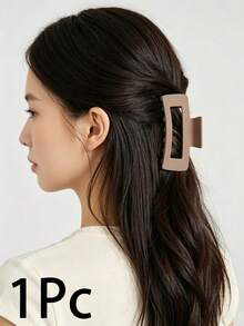 3/1pc 10.5cm/4.13in Matte Coffee Plastic Square Cutout Hair Claw Clips, Hair Jaw Clip, Claw Hair Clip, Hair Gripper, Hair Claw Clip Set, Black Matte Hair Claw Clips, Suitable For All Hair Types, Daily Wear, Parties, Work, Outfit Matching - Multicolor - View 9